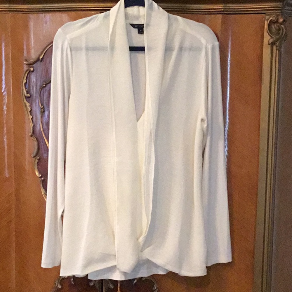 H by Halston Ivory Draped Lightweight Top